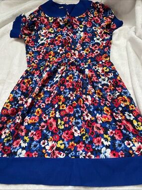 Love Moschino Blue Floral Casual Dress with Multicolor Print